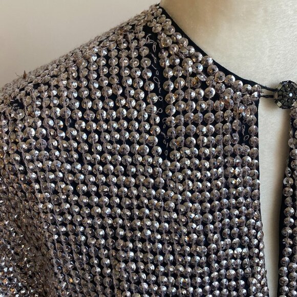 ISABEL Marant Metallic Silver Sequin Ruffle Top Sz Medium Womens Ruffle Sleeve - Picture 4 of 11
